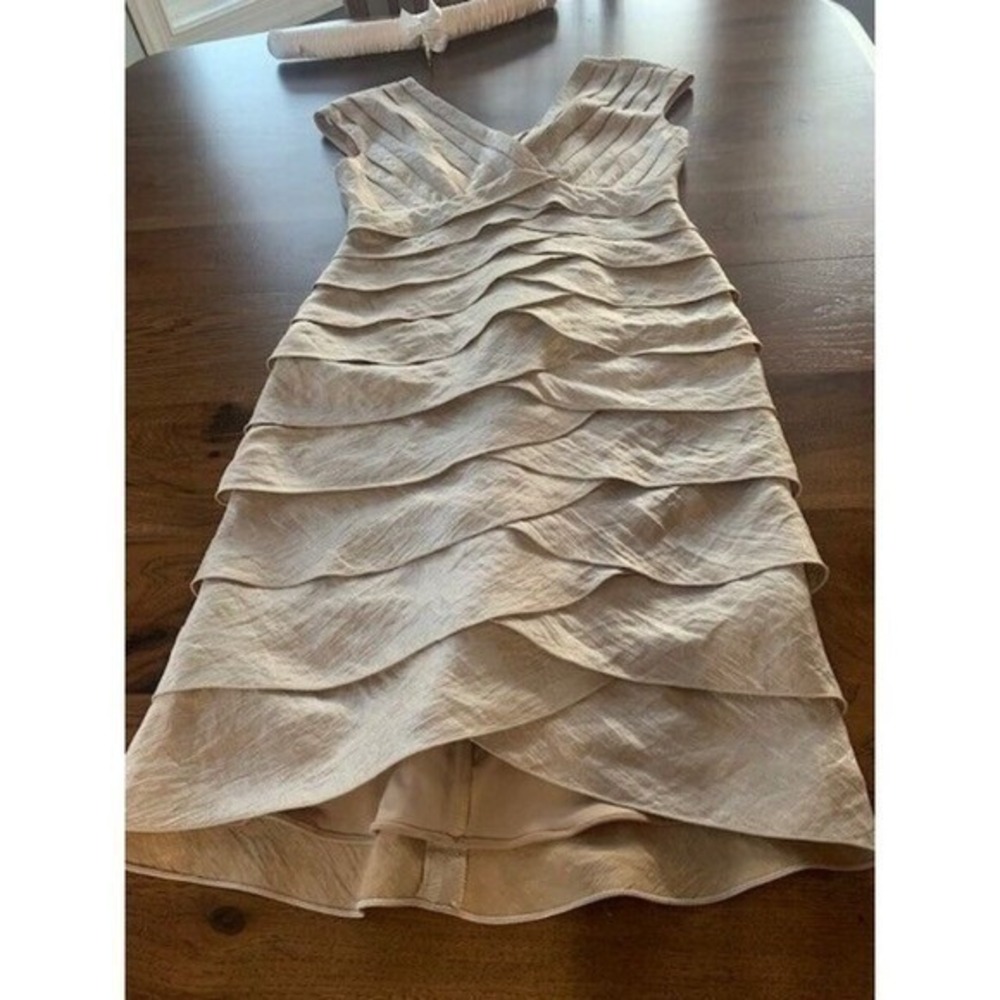 ADRIANNA PAPELL LADIES BEAUTIFUL CASCADING LAYERED SHEATH DRESS - SIZE 4 - Picture 10 of 14